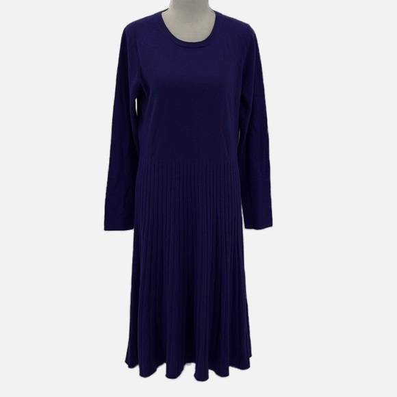Pure Collection Wool & Cashmere Blend Ribbed Sweater Dress in Purple - Size 8/10 - Picture 1 of 6
